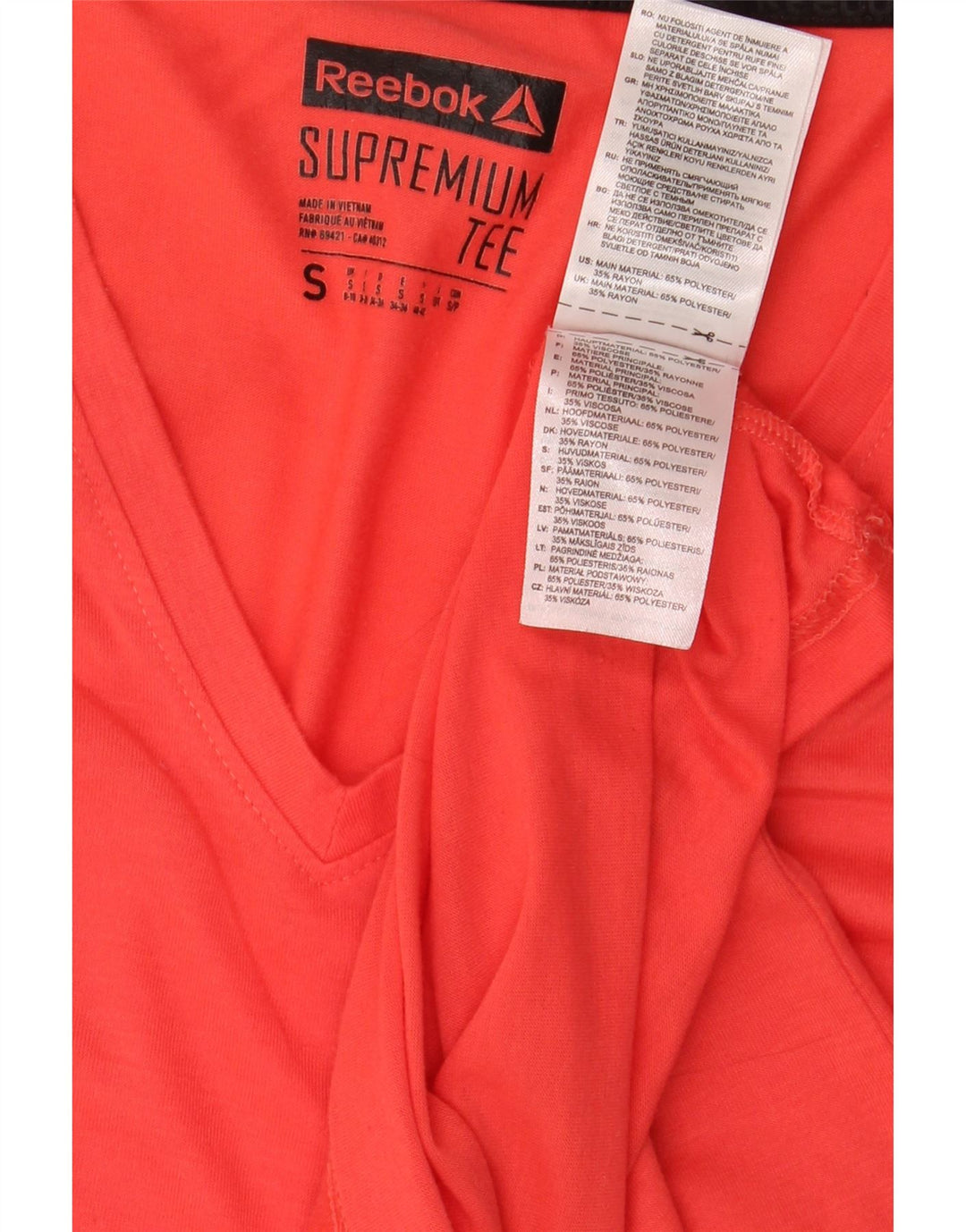 T-shirt Reebok da donna Top UK 8/10 Small rosso poliestere