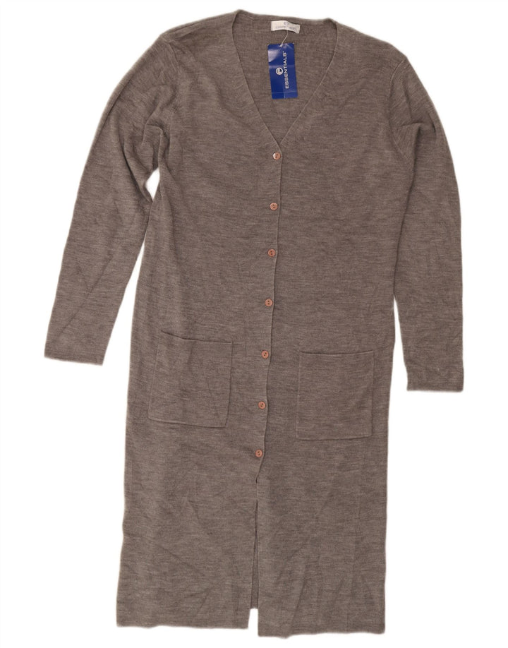 Maglione cardigan lungo da donna Essentials UK 14/16 Large Grigio Acrilico