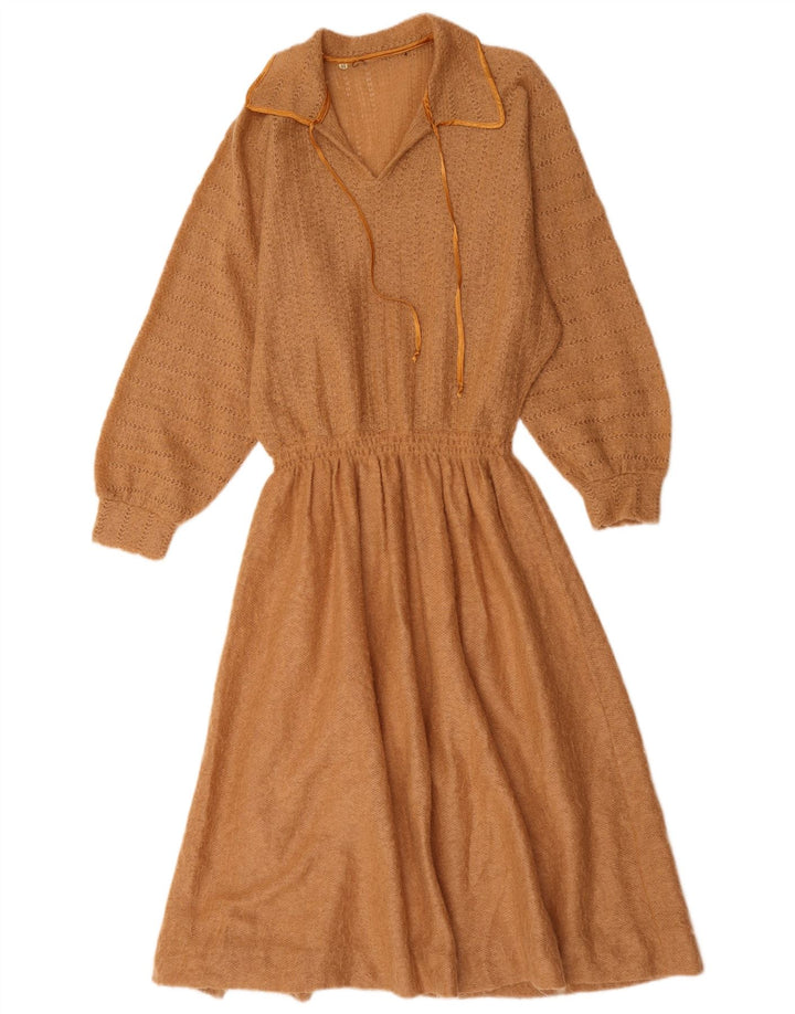 Abito maglione vintage da donna a maniche lunghe IT 44 Marrone medio