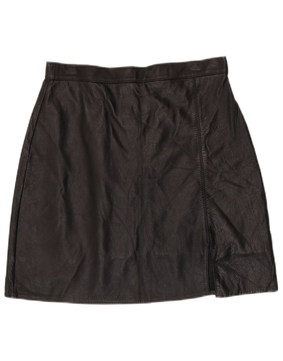 Mini gonna in pelle da donna VINTAGE W28 media nera