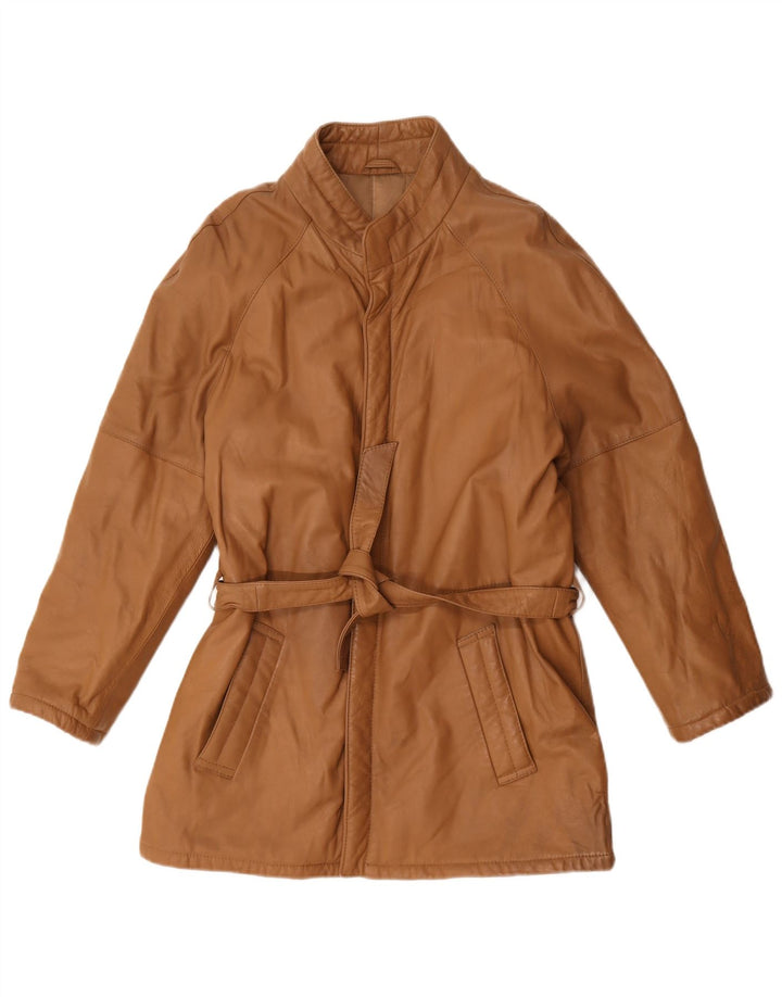 Giacca in pelle vintage da uomo IT 50 grande in pelle marrone