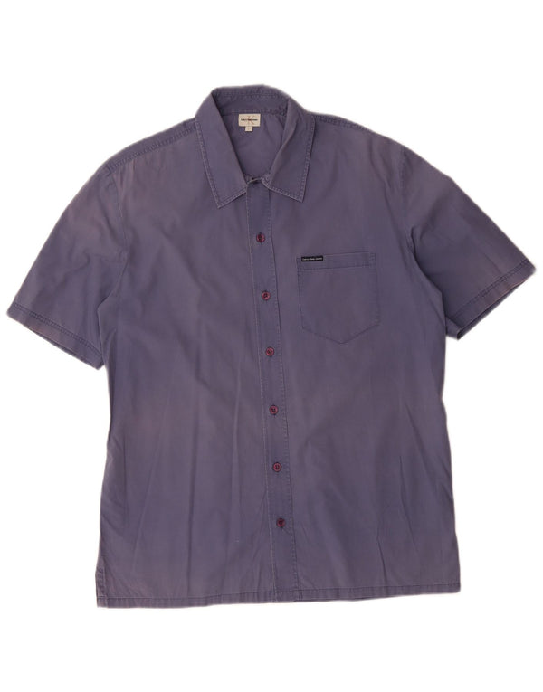 CALVIN KLEIN JEANS Camicia a maniche corte da uomo Large in cotone blu navy