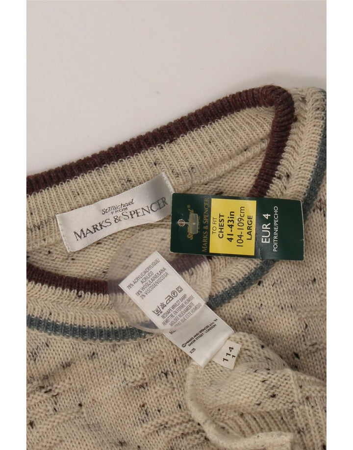 Maglione maglione girocollo da uomo Marks & Spencer UK 41/43 Large Beige