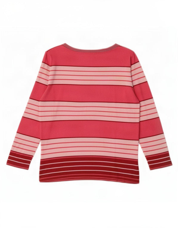 Marks & Spencer Top corto da donna manica 3/4 UK 10 piccolo in viscosa a righe rosa