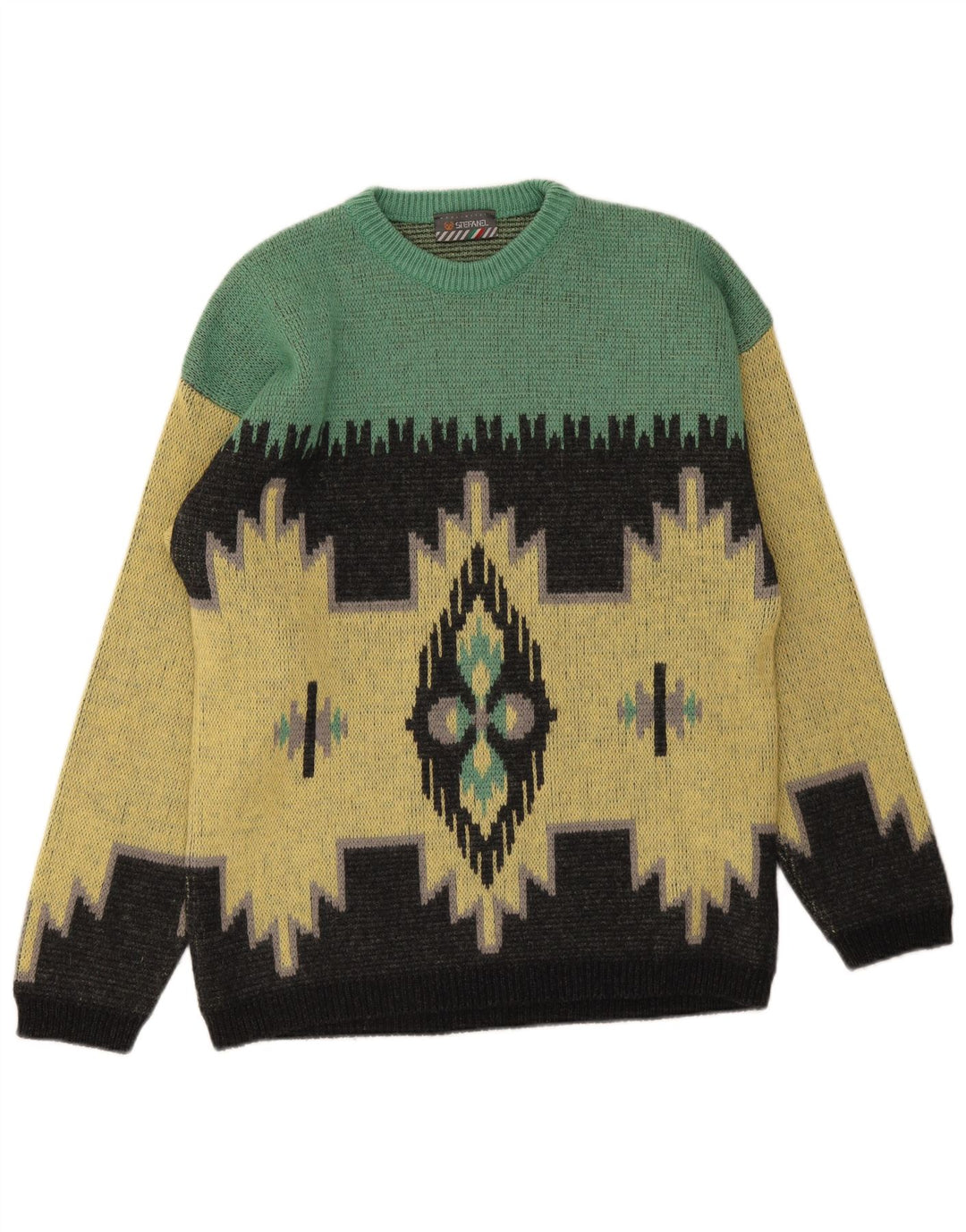 Maglione da uomo girocollo Stefanel in lana Ikat giallo medio
