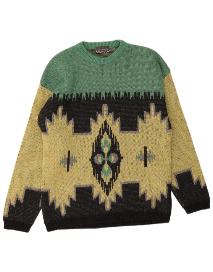 Maglione da uomo girocollo Stefanel in lana Ikat giallo medio