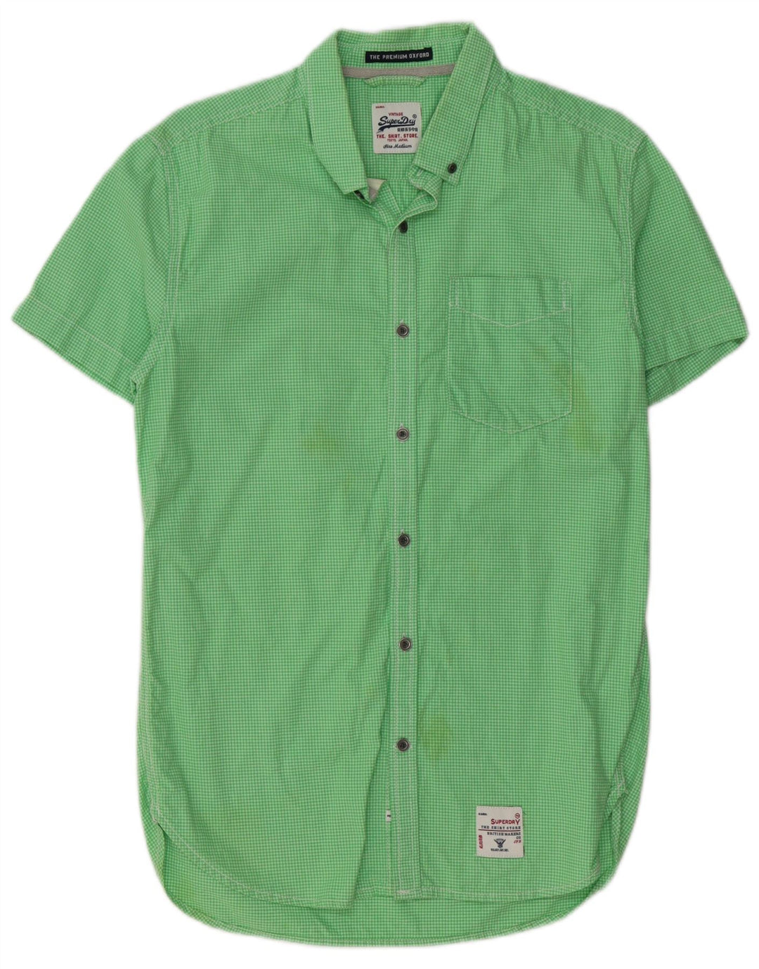 Camicia a maniche corte da uomo SUPERDRY in cotone a quadretti verde medio