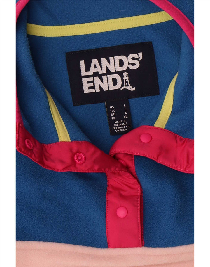 Maglione in pile oversize da donna Lands End UK 16 Large a righe multicolori