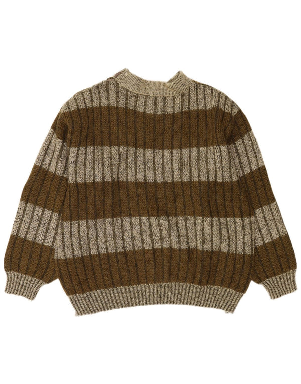 Frank Pepperone Maglione da uomo con collo alto e maglione XL in lana a righe kaki