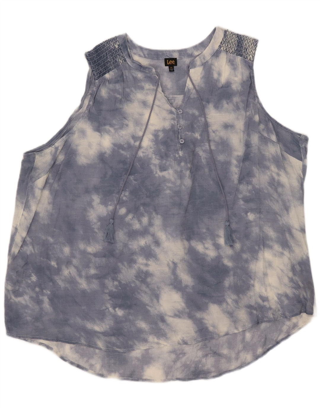 Camicetta oversize senza maniche da donna Lee UK 22 3XL Blu Tie Dye Rayon