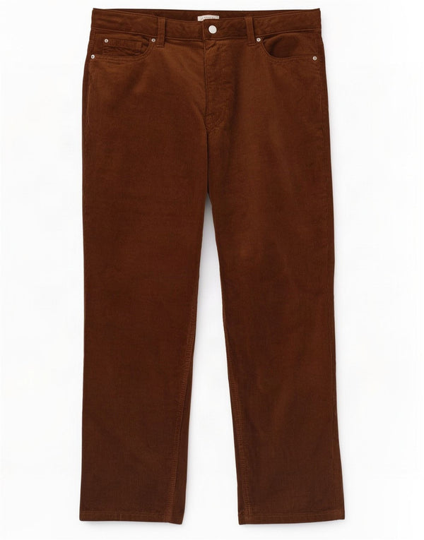 Pantaloni di velluto a coste a vita alta da donna Marks & Spencer UK 16 Large W34 L27 Bro