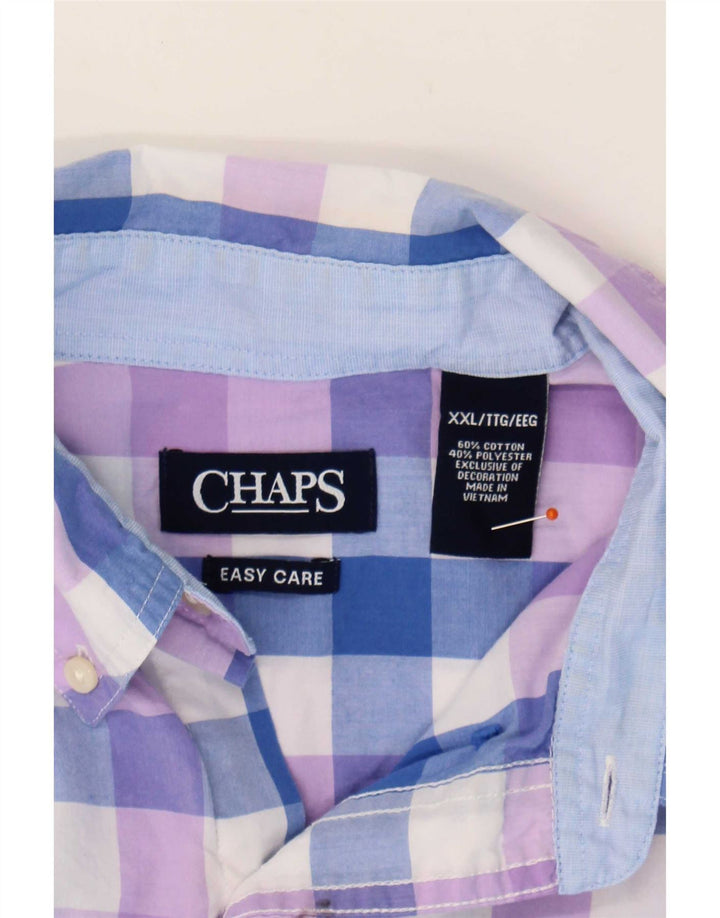 Camicia a maniche corte da uomo Easy Care Chaps 2XL in cotone a quadretti blu
