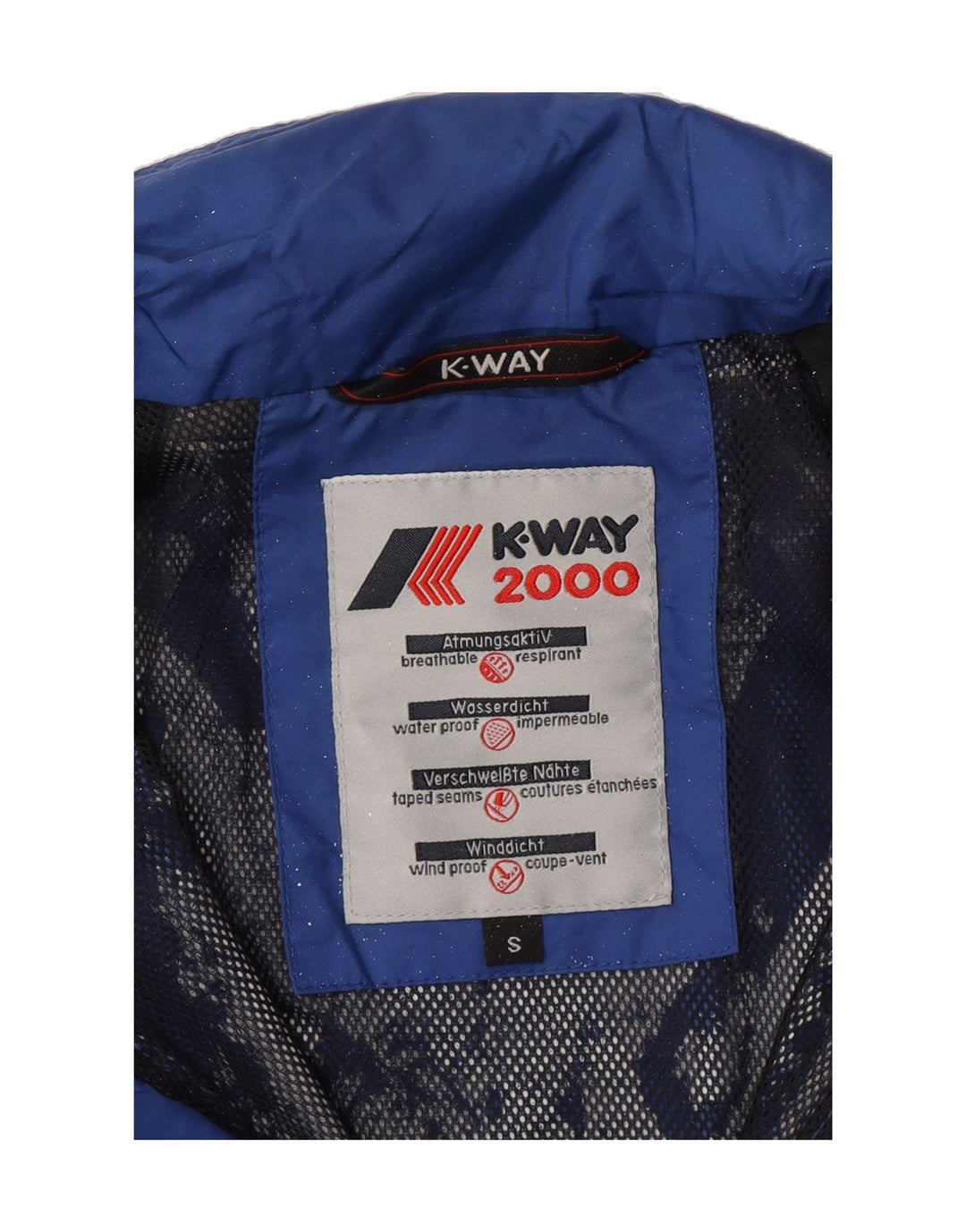 K-WAY Mens Hooded Rain Jacket UK 36 Small Blue Polyamide Vintage K-Way and Second-Hand K-Way from Messina Hembry 