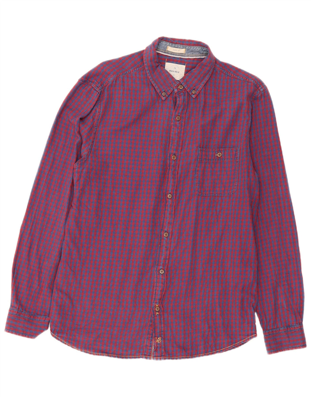 Camicia da uomo in flanella dal taglio classico di White Stuff in cotone a quadretti rosso medio
