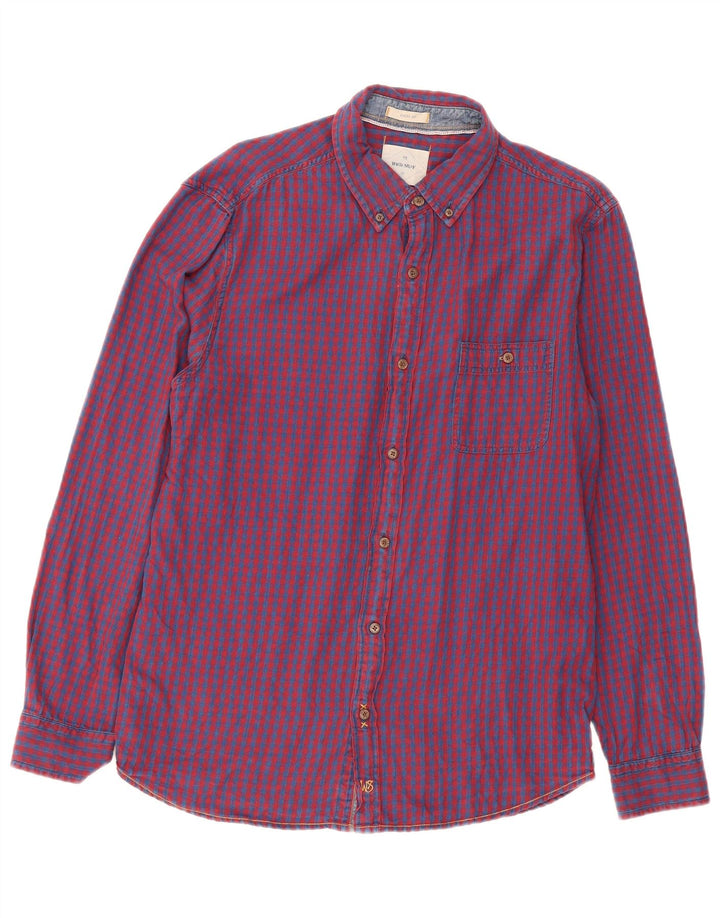 Camicia da uomo in flanella dal taglio classico di White Stuff in cotone a quadretti rosso medio