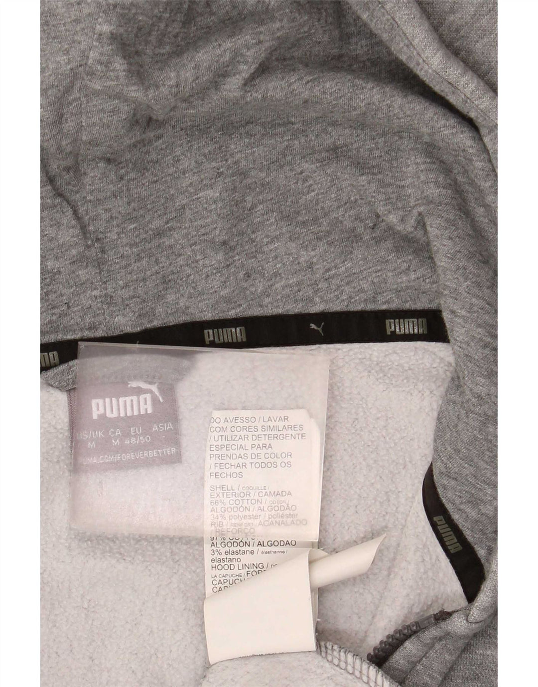 Felpa con cappuccio e zip da uomo Puma in cotone grigio medio