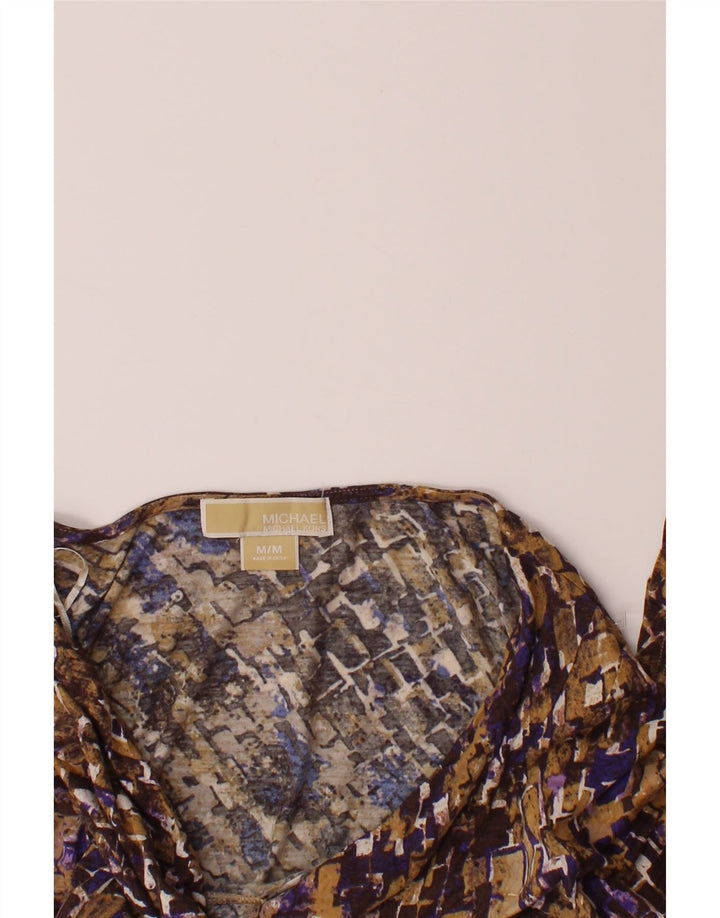 MICHAEL KORS Womens 3/4 Sleeve Blouse Top UK 14 Medium Brown Geometric Vintage Michael Kors and Second-Hand Michael Kors from Messina Hembry 