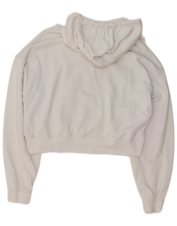 Maglione corto con cappuccio oversize da donna ADIDAS UK 10 piccolo cotone bianco