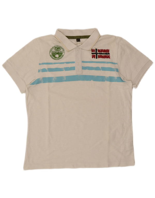 Polo grafica da uomo Napapijri in cotone a righe grandi bianco sporco