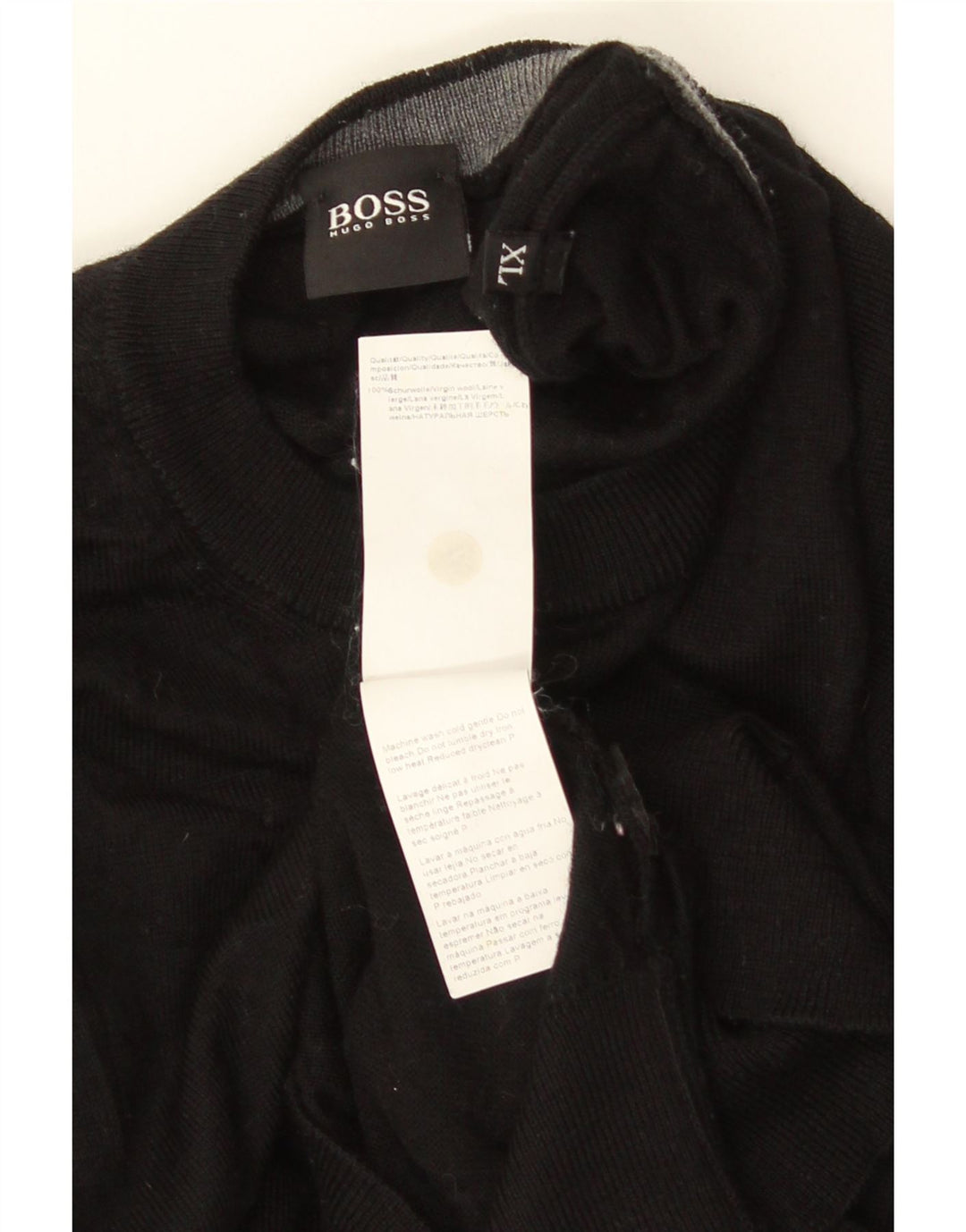 Maglione maglione girocollo da uomo HUGO BOSS XL in lana vergine nera