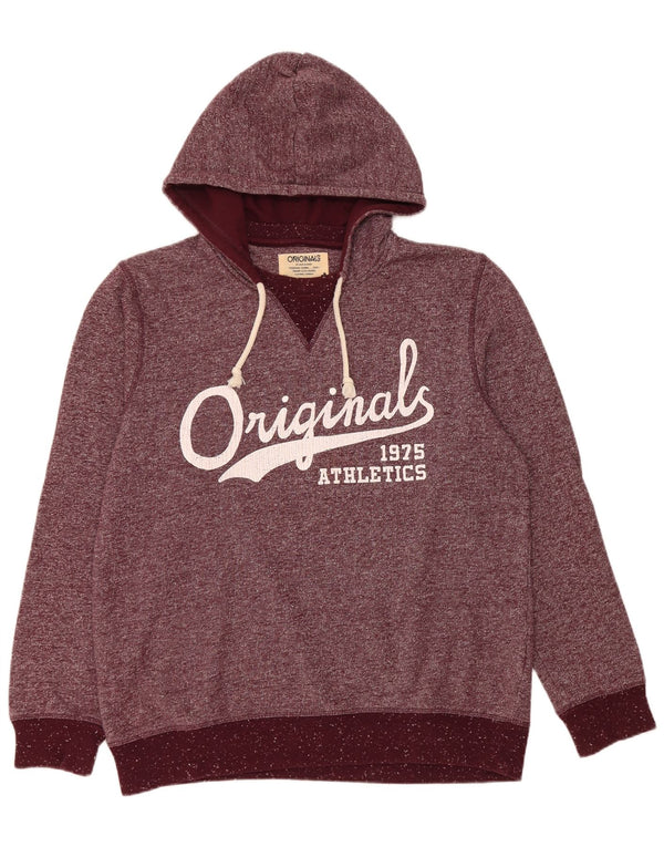 Jack & Jones Felpa con cappuccio grafica da uomo XL Poliestere screziato bordeaux