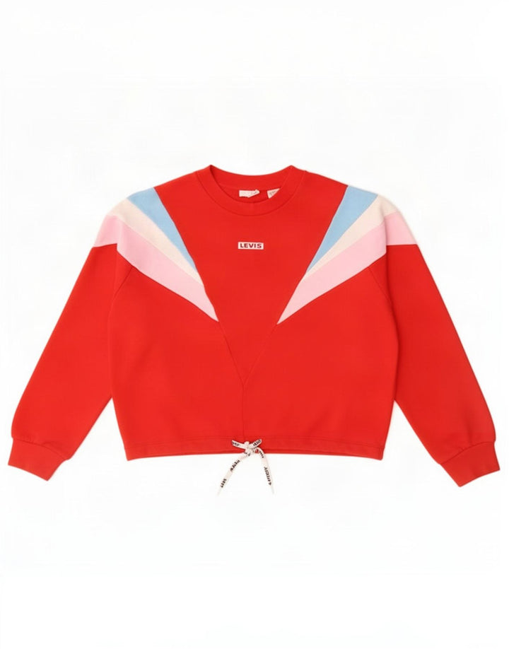 Levi's Donna Felpa Oversize Maglione UK 14 Medium Rosso Colorblock