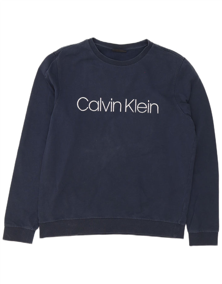 Felpa grafica da uomo Calvin Klein maglione XL cotone blu navy