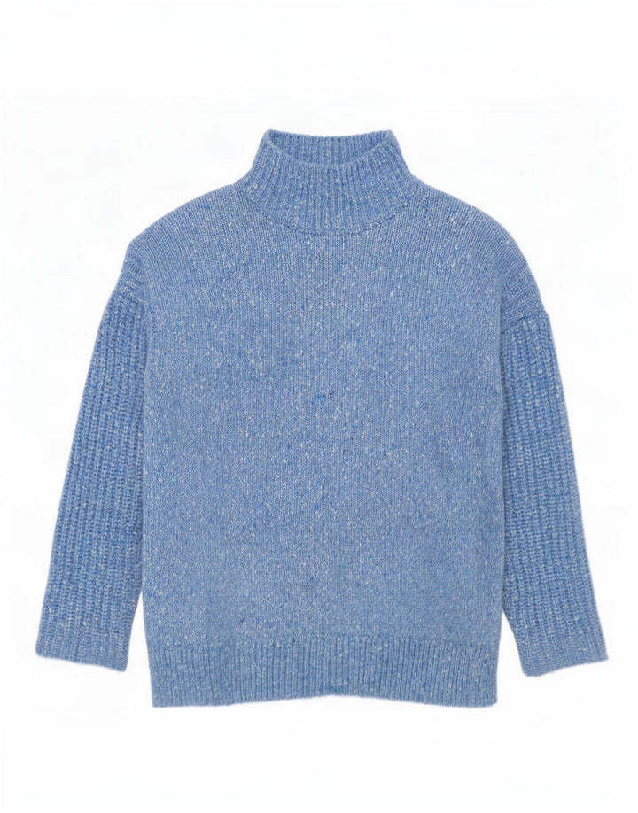 Maglione maglione a collo alto da donna Marks & Spencer UK 14 Blu medio screziato