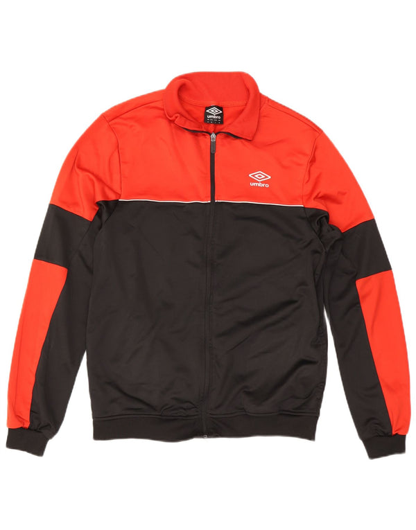 Umbro Mens Tracksuit Top Jacket Medium Red Colourblock Polyester