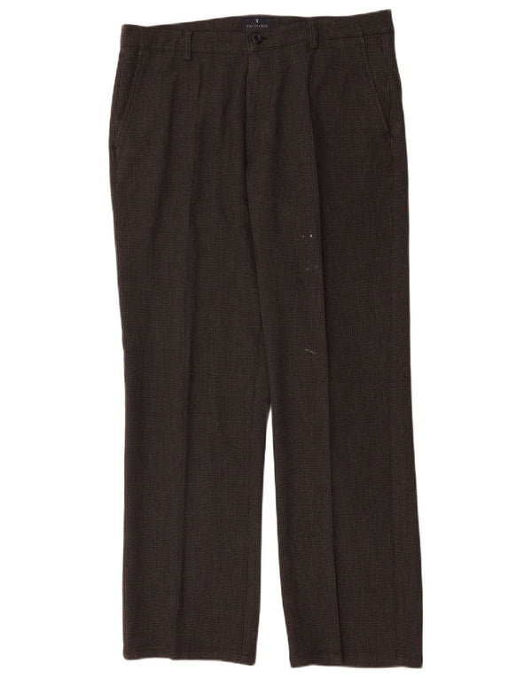 Pantaloni da Abito Dritti Uomo Trussardi IT 52 XL W36 L31 Pied De Poule Grigio