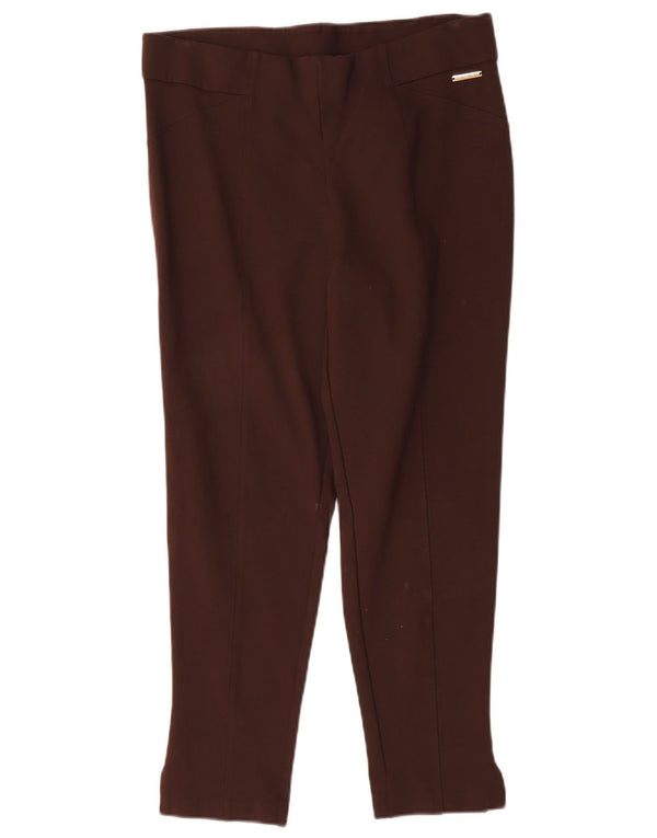 Pantaloni casual slim da donna Michael Kors grandi W32 L26 viscosa marrone