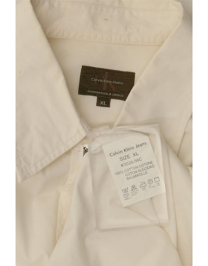 Camicia da uomo Calvin Klein XL in cotone bianco sporco