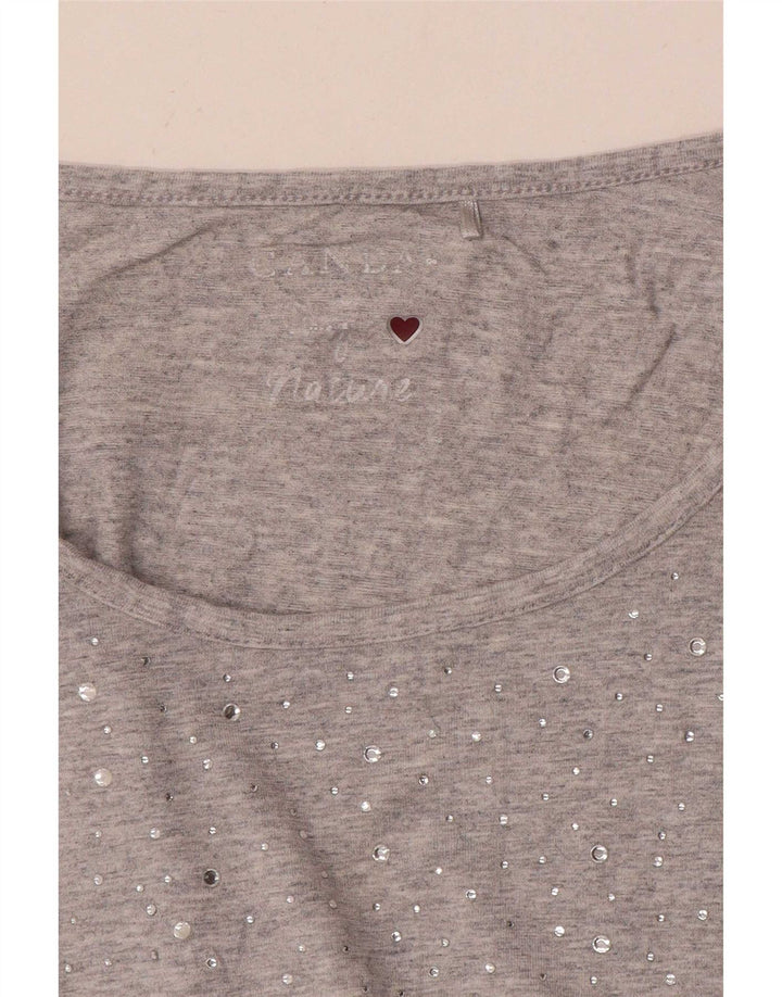 Top da donna Canda manica 3/4 UK 10 piccolo grigio screziato