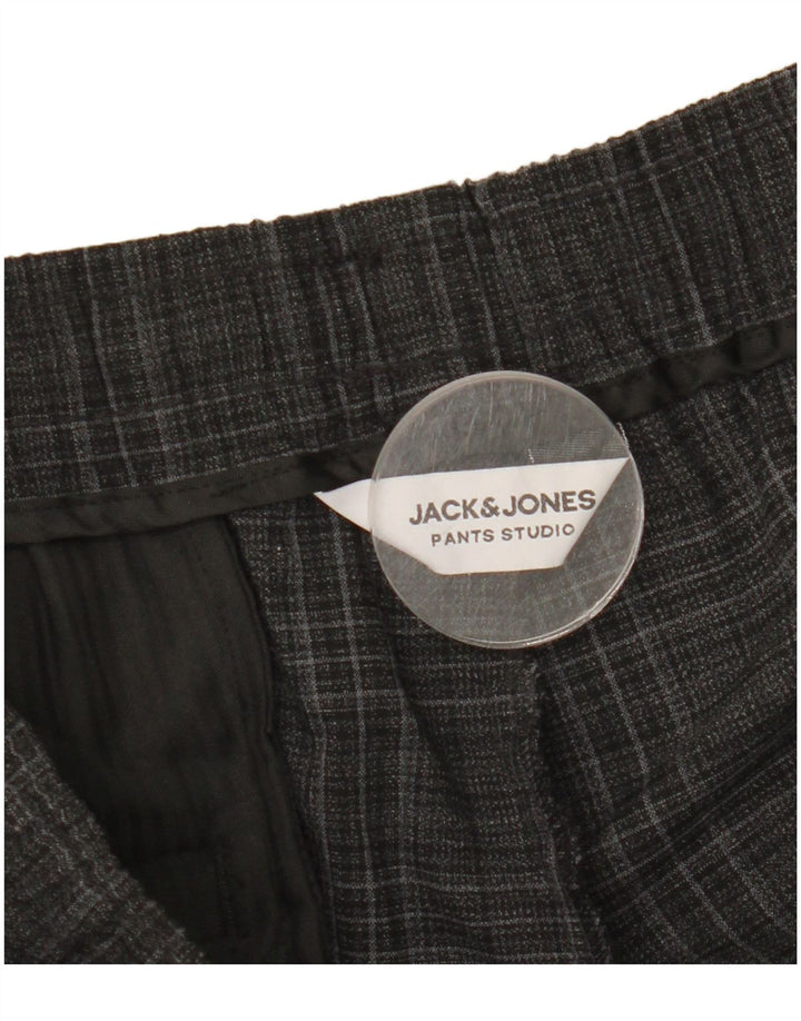 Pantaloni chino slim da uomo Jack & Jones, poliestere a quadri grigi grandi