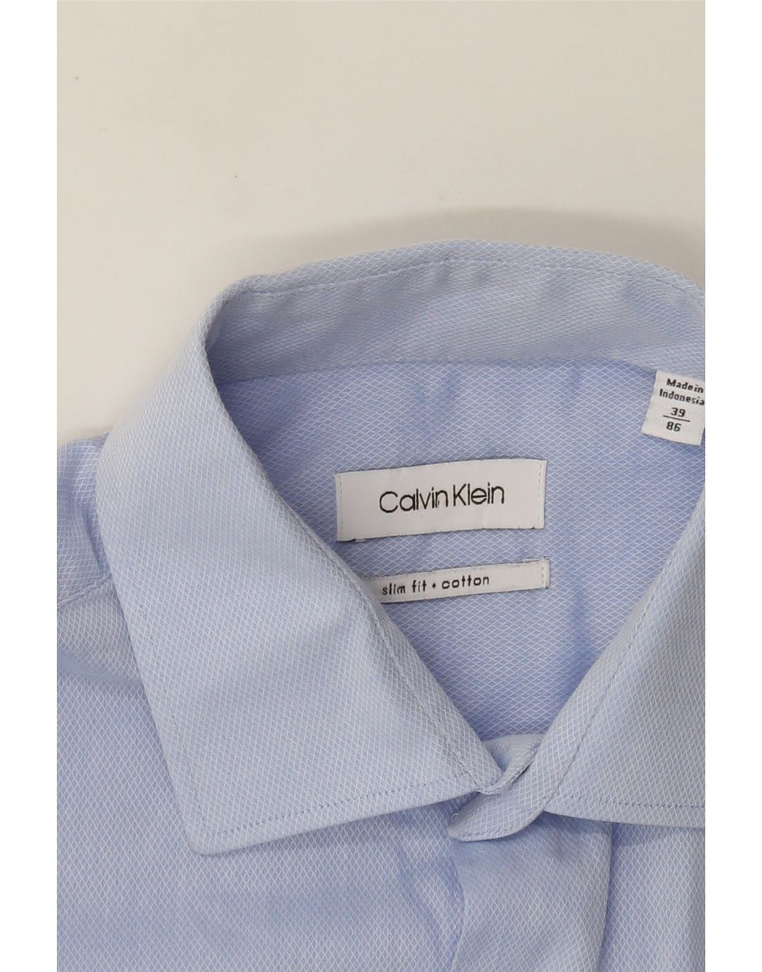 Camicia slim fit da uomo Calvin Klein taglia 39 cotone blu medio
