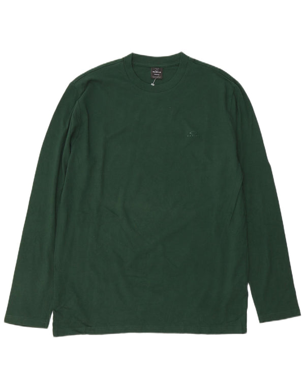 OAKLEY Top da uomo vestibilità regolare a maniche lunghe in cotone verde medio