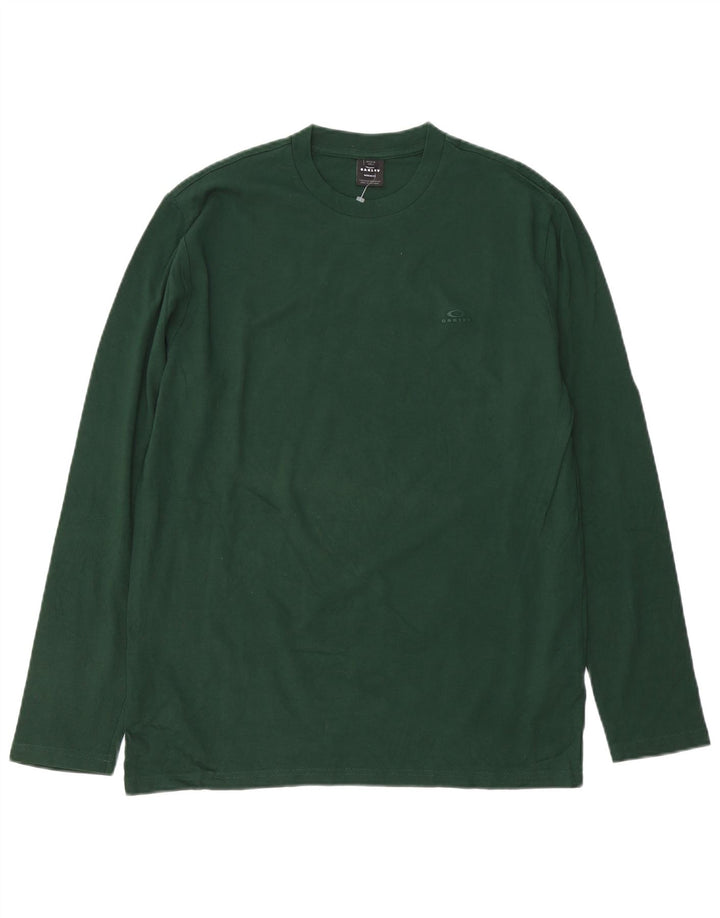 OAKLEY Top da uomo vestibilità regolare a maniche lunghe in cotone verde medio