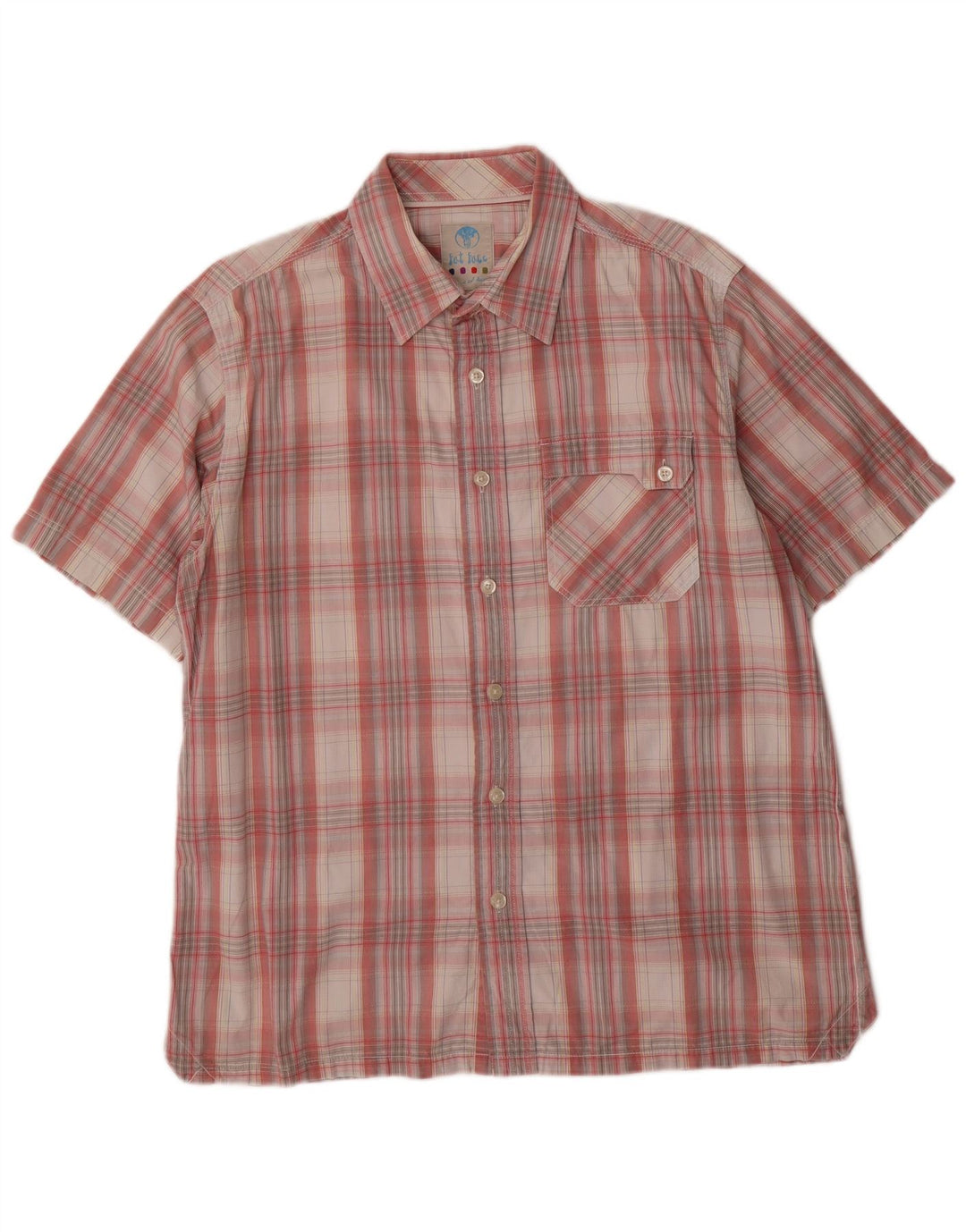Camicia a maniche corte da uomo Fat Face Grande cotone scozzese rosa