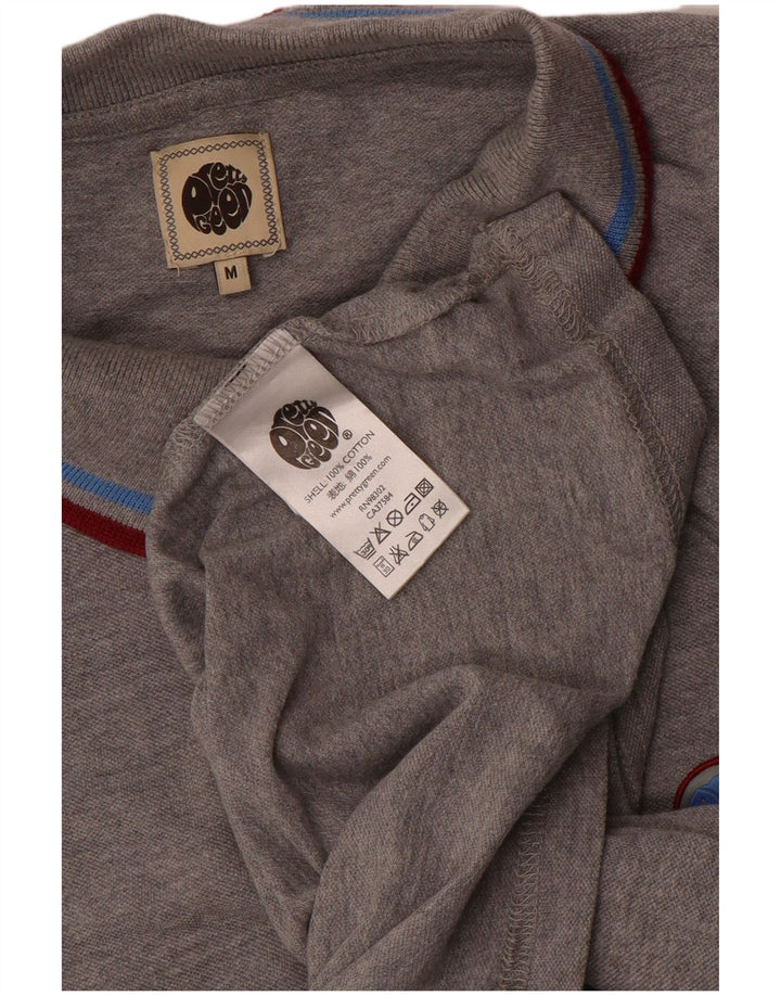 Polo a maniche lunghe da uomo Pretty Green in cotone grigio medio