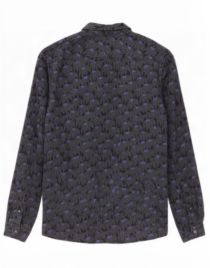 Camicia da uomo Paul Smith grande in cotone con stampa animalier grigia