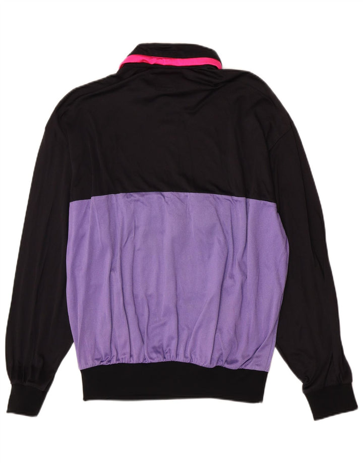 Asics Donna Pullover Tuta Top IT 48 Small Nero Colourblock anni '90