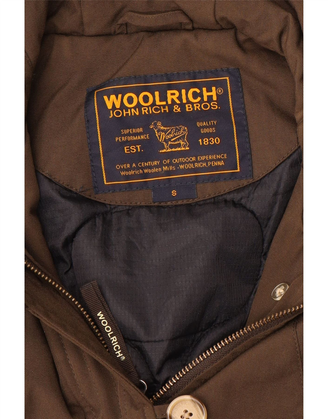 Bomber con cappuccio da donna Woolrich UK 10 piccolo marrone