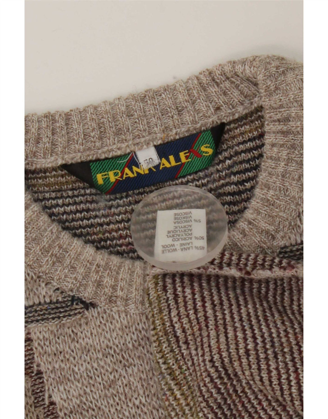 Maglione girocollo da uomo Frank Alexs IT 50 Lana geometrica grigio medio