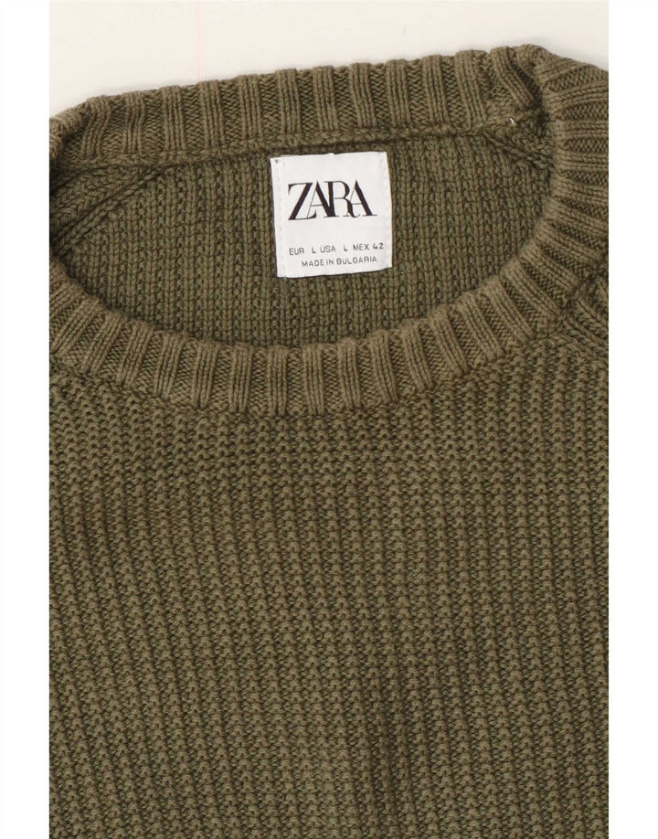 Maglione maglione girocollo da uomo Zara grande color kaki
