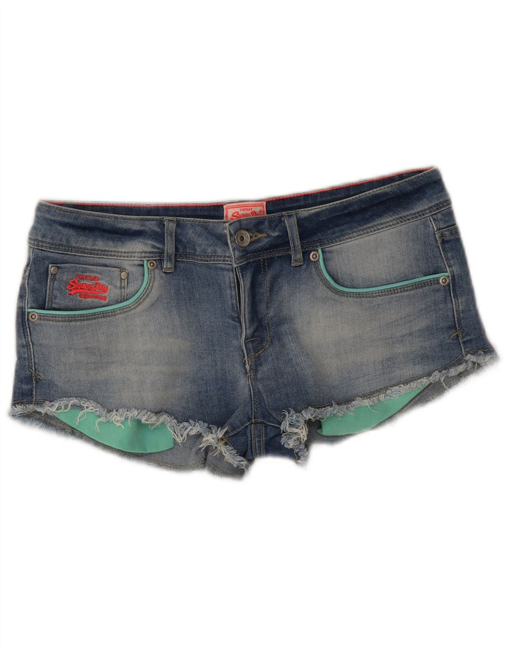 Pantaloni caldi in denim a vita bassa da donna Superdry W30 cotone blu medio