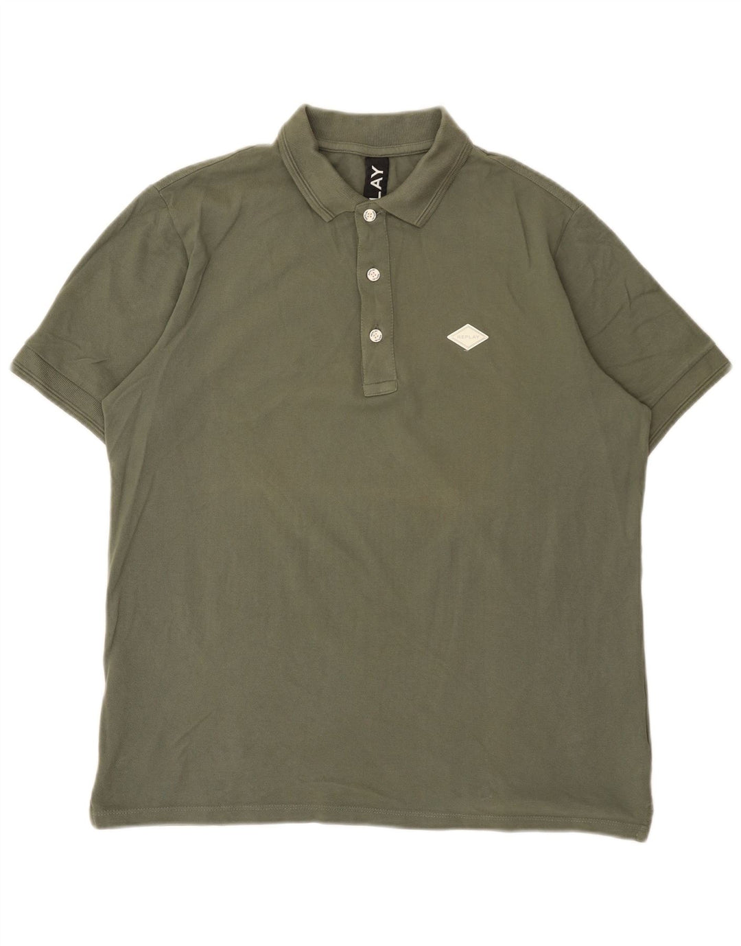 Polo Replay da uomo dalla vestibilità regolare, grande, in cotone kaki, classica