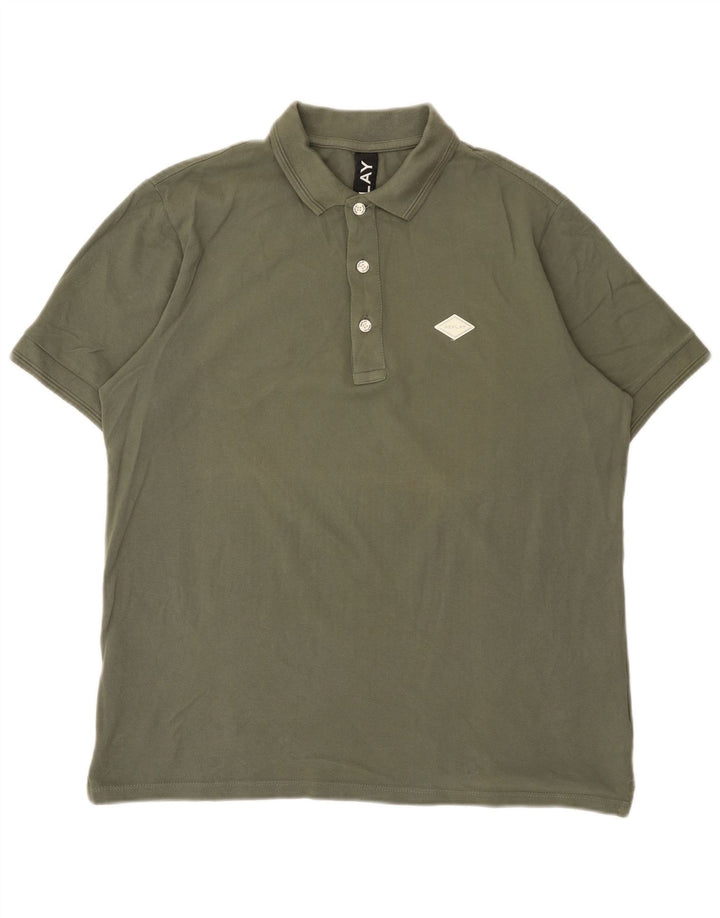 Polo Replay da uomo dalla vestibilità regolare, grande, in cotone kaki, classica