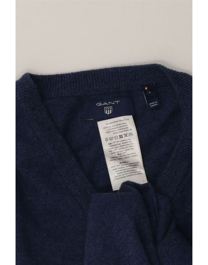 Gant Maglione da uomo con scollo a V, grande, in lana blu navy