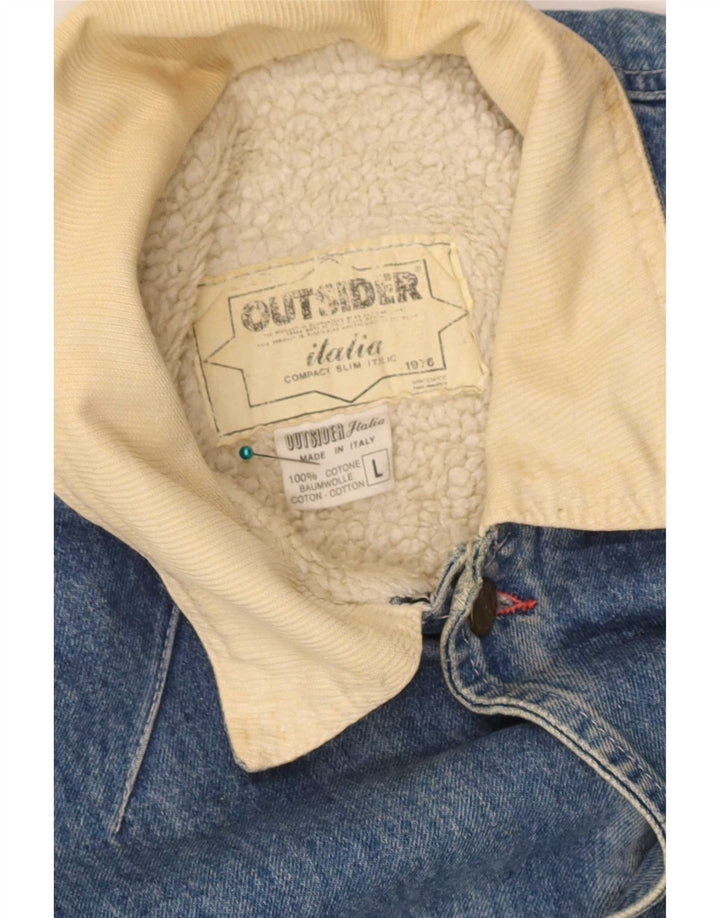Giacca da uomo in denim Sherpa Outsider UK 40 grande cotone blu
