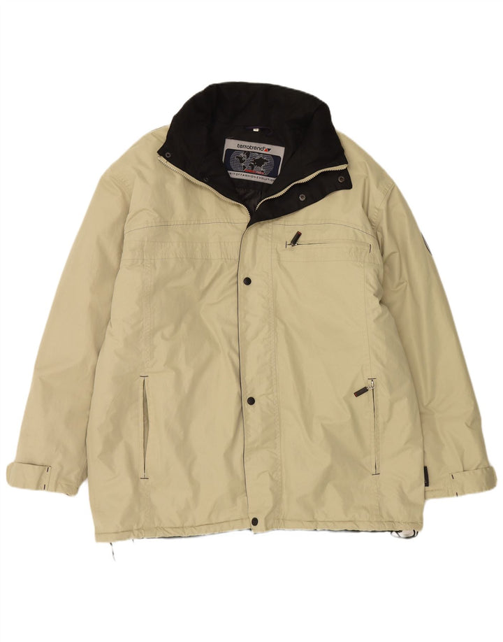 Giacca a vento con cappuccio da uomo VINTAGE UK 42 XL Poliestere beige